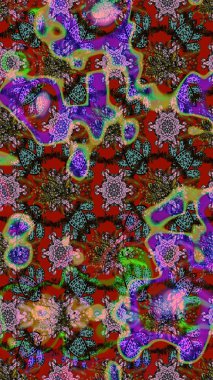 Kahverengi ve kırmızı renkte çiçekler. Raster illüstrasyonunda çiçek deseni çizimi.