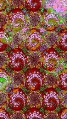 Raster Henna dövme stili. Etnik Mandala süsü. Kızılderili desenli desenli desenli şal deseni. Tekstil, tebrik kartı, boyama kitabı, telefon kılıfı baskısı için kullanılabilir.