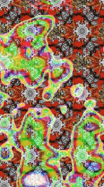 Gömlek baskısı için çiçek boyası. Çiçek desenli eskiz. Yeşil ve nötr renkte çiçekler.