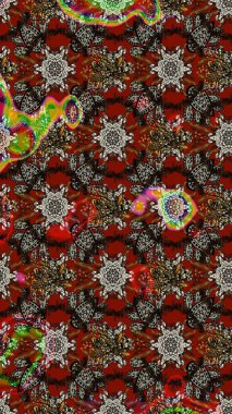 Hediye ambalaj kağıdı, tebrik kartları, posterler ve pankart tasarımı. Raster düz çiçek çizim deseni. Kahverengi ve kırmızı renkte çiçekler.