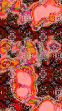 Raster deseni. Pembe ve kahverengi el çizimi desen. Sanat eserleri, kahverengimsi çiçekler ve yapraklar. Karalama çiçekleri çizim deseni.