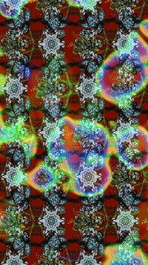 Raster illüstrasyonu. Taslak dekoratif arka plan, çiçek mandala. Yeşil ve mavi renklerde. Çiçek..