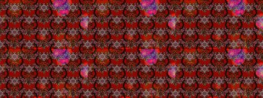 3D çiçekler, eskiz. Raster illüstrasyonu. Kahverengi ve kırmızı renklerde.