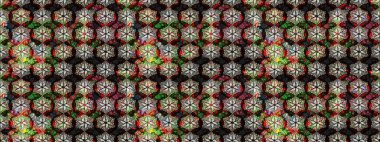 Raster - stok. Siyah ve kahverengi çiçekli eskiz deseni, suluboya çiçek deseni, sevimli çiçek, duvar kağıdı, kart veya kumaş için fayanslı.