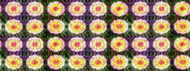 Raster illüstrasyonundaki çiçek desenli çizim. Sarı ve yeşil renkte çiçekler.