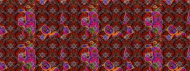 Renkli Yaz Temalı eskiz kalıbı. Sevimli çiçek raster deseni. Düz Çiçek Elementleri Tasarımı. Kahverengi ve kırmızı renkte çiçekler.