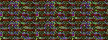 Şirin çiçekler. Çizgi çizimi kalıbı. Raster Moda kumaş deseni.