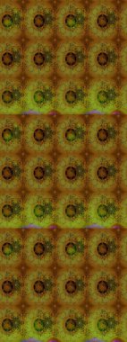 Renkli desenli eskiz deseni, kahverengi çiçekler ve dekoratif elementlerle. Raster illüstrasyonu. Eskiz geçmişi. Kumaş, tekstil, duvar kağıdı baskısı için. Antika retro tarzı.