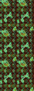 Yeşil ve kahverengi renkli çiçekler. Raster illüstrasyonunda çiçek deseni çizimi.