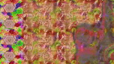 Renkli unsurlarla hareketli arka plan görüntüleri. Çiçekler. Eski model. Bayrak tarzı. Video kaydı. Şablon. Döngü. Kusursuz.. 