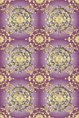 Kahverengi ve beyaz renklerde altın elementlerle kusursuz desen. Geleneksel oryantasyon süsü. Kusursuz klasik raster altın desenli. Klasik vintage arkaplan.