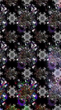 Renkli unsurlarla hareketli arka plan görüntüleri. Çiçekler. Eski model. Bayrak tarzı. Video kaydı. Şablon. Döngü. Kusursuz.. 