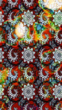 Vadinin gri ve siyah renkli çiçekleri. Çiçekler. Soyut etnik raster çizim kalıbı.