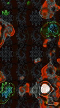 Arkaplan dokusu, duvar kağıdı, gri ve kahverengi renkli çiçek teması. Soyut etnik raster çizim kalıbı. Kabile sanatı boho baskısı, klasik çiçek arkaplanı.