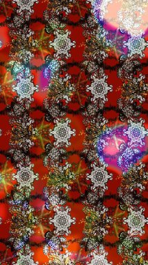 Kahverengi ve kırmızı kıvırcık çiçekler kahverengi ve kırmızı renklerde şekillenir. Klasik çiçek tasarımı elementleri. Raster illüstrasyonu.