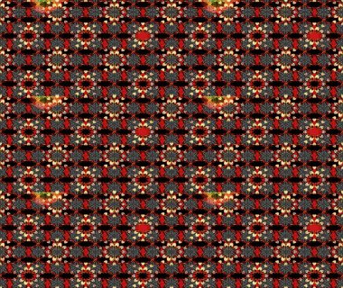 Raster illüstrasyonu. Raster illüstrasyonu. Siyah ve kırmızı renkte çiçekler. Asya tekstil tarzında. Çiçek desenini çiz.