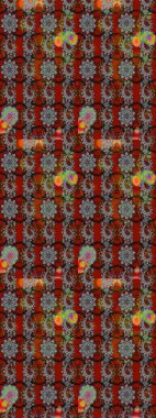 Gri ve kırmızı renklere karalamalar çizilmiş çiçek deseni. Raster illüstrasyonu.