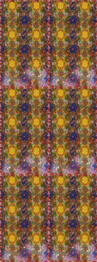 Şirin çiçekli eskiz deseni ve kahverengi ve yeşil renkli yapraklar, suluboya çiçek deseni, duvar kağıdı, kart ya da kumaş için fayanslı. Raster illüstrasyonu.