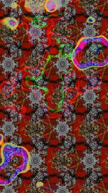 Eskiz arkaplan modeli. Kırmızılı ve gri yapraklı yabani çiçekler. Raster illüstrasyonu. Suluboya, elle çizilmiş.