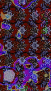 Çiçek izi. Suluboya çizim kalıbı. Suluboya tarzında kahverengi ve kırmızı renkte çiçekler.