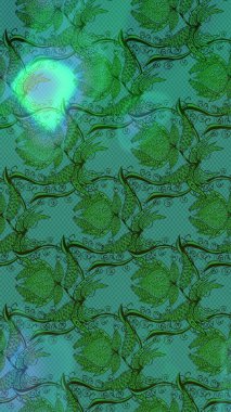 Düz Çiçek Elementleri Tasarımı. Yeşil ve mavi renkte zarif çiçekli suluboya. Renkli Bahar Teması eskiz kalıbı. Raster illüstrasyonu.