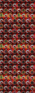 Sevimli çiçek raster deseni. Siyah ve kırmızı renkte çiçekler. Düz Çiçek Elementleri Tasarımı. Renk Bahar Teması eskiz şablonu.