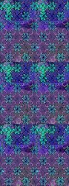 Vadinin çiçekleri mor ve mavi renklerde. Soyut etnik raster kusursuz desen. Çiçekler..