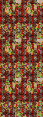 Kırmızı ve kahverengi renkli güzel tekstil. Suluboya çiçekli çiçek deseni. Raster illüstrasyonu.