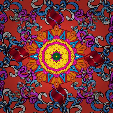 Turuncu ve siyah renkli çiçekler. Vektör illüstrasyonunda kusursuz çiçek deseni.