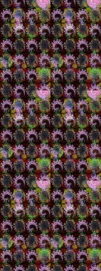 Flat Flower Elements Design Raster illustration. Floral sketch pattern background. Colour Spring Theme sketch pattern Background. Flowers on black and brown colors.