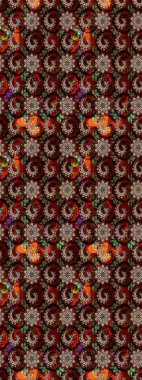 Çiçek süslemeli çizim deseni. Raster illüstrasyonu. Siyah ve kırmızı renkte çiçekler.