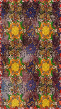 Seamless floral pattern with cute doodles flowers. Raster illustration. Collection of hand drawn flowers and plants. In sketch style brown and gray colors. Raster illustration.