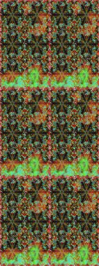 Classic raster golden seamless pattern. Seamless pattern on brown and green colors with golden elements. Traditional orient ornament. Classic vintage background.