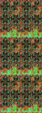 Classic raster golden seamless pattern. Seamless pattern on brown and green colors with golden elements. Traditional orient ornament. Classic vintage background.