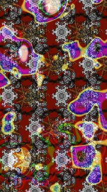 Abstract flower sketch pattern background. On gray and red colors. Raster pattern. Raster illustration. Cute Floral pattern in the small flower.