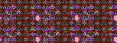 Raster düz çiçek çizim deseni. Kırmızı ve kahverengi renkte çiçekler. Tasarım hediye paketi, tebrik kartları, posterler ve afiş tasarımı.