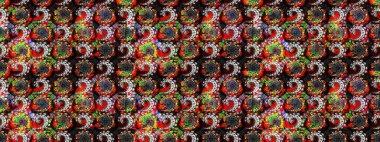 Siyah ve kırmızı renklerde. Raster illüstrasyonu. Anti-stres için Raster soyut şablon sayfası.