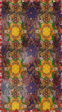 Seamless floral pattern with cute doodles flowers. Raster illustration. Collection of hand drawn flowers and plants. In sketch style brown and gray colors. Raster illustration.