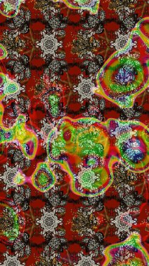 Raster illüstrasyonu. Nazik, yaz çiçekleri kahverengi ve kırmızı renklerde. Raster çiçek desenli ve çiçekli..