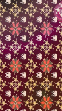 Raster illüstrasyonu. Yumuşak, bahar çiçekleri kahverengi ve mor renklerde. Yaprak ve çiçeklerin suluboya resmi, kahverengi ve mor renklerin çizim şekli.