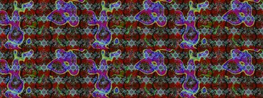 Raster illüstrasyonundaki çiçek desenli çizim. Kahverengi ve kırmızı renkte çiçekler. Düz Çiçek Elementleri Tasarımı. Renkli Bahar Teması çizim şablonu.