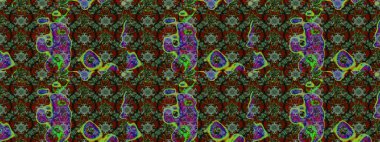 Klasik taslak çizimi. Çiçek yeşili ve gri çizim deseni. Raster Yumuşak kumaş deseni. Raster çiçek izi..