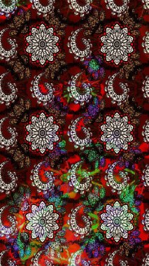 Parlak renkli çiçekleri ve siyah ve kahverengi renkte yaprakları olan harika bir çiçek deseni. Halk tarzı. Moda baskıları için zarif bir şablon. Modern çiçek arkaplanı.