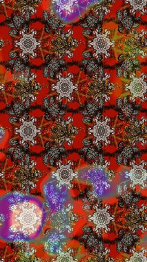 Suluboya çizimi. Çiçekli eskiz deseni. Kahverengi ve kırmızı renkte çiçekler. El çizimi.