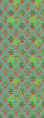 Raster illüstrasyonu. Yeşil ve gri renkte yaz çiçekleri. Raster çiçek desenli ve çiçekli..