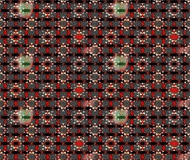 Asya tekstil tarzında. Raster illüstrasyonu. Raster illüstrasyonu. Siyah ve kırmızı renkte çiçekler. Çiçek desenini çiz.