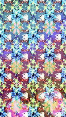 Tarafsız ve mavi renklerde nötr ve mavi papatyalar. Raster illüstrasyonu. Tarafsız ve mavi renklerde.