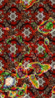 Kahverengi ve kırmızı renkte çiçekler. Raster illüstrasyonunda çiçek deseni çizimi.