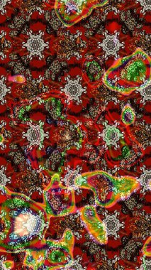 Kahverengi ve kırmızı renkte çiçekler. Raster illüstrasyonunda çiçek deseni çizimi.