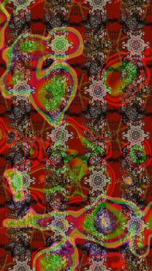 Çiçekli eskiz çizimi. Renkli Yaz Temalı eskiz kalıbı. Kahverengi ve kırmızı renkte çiçekler. Düz Çiçek Elementleri Tasarımı.